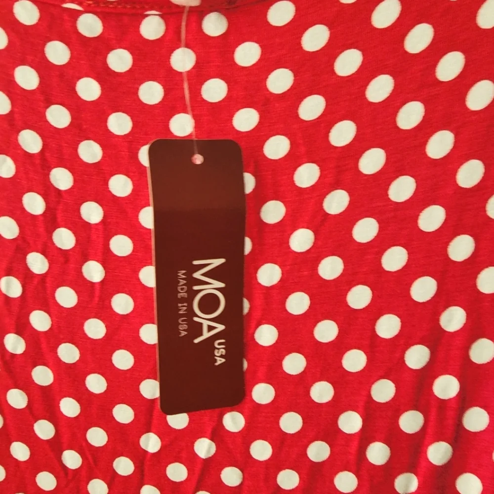 MOA Red w/ White Polka Dots Tank Top Grey Panels Plus Size 3xl NWT - Picture 8 of 8